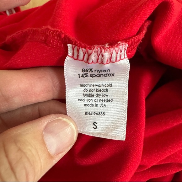 Susanna Monaco Red Ruffle Slit Maternity Gown Womens Size S Formal Off Shoulder - Picture 16 of 16